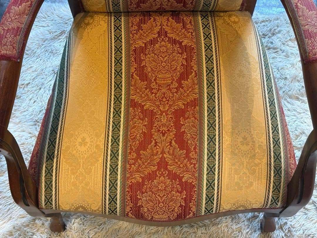 希少　クラシック　ストライプ　ヨーロピアン　鋲打ち　アームチェア　リベット　SZ