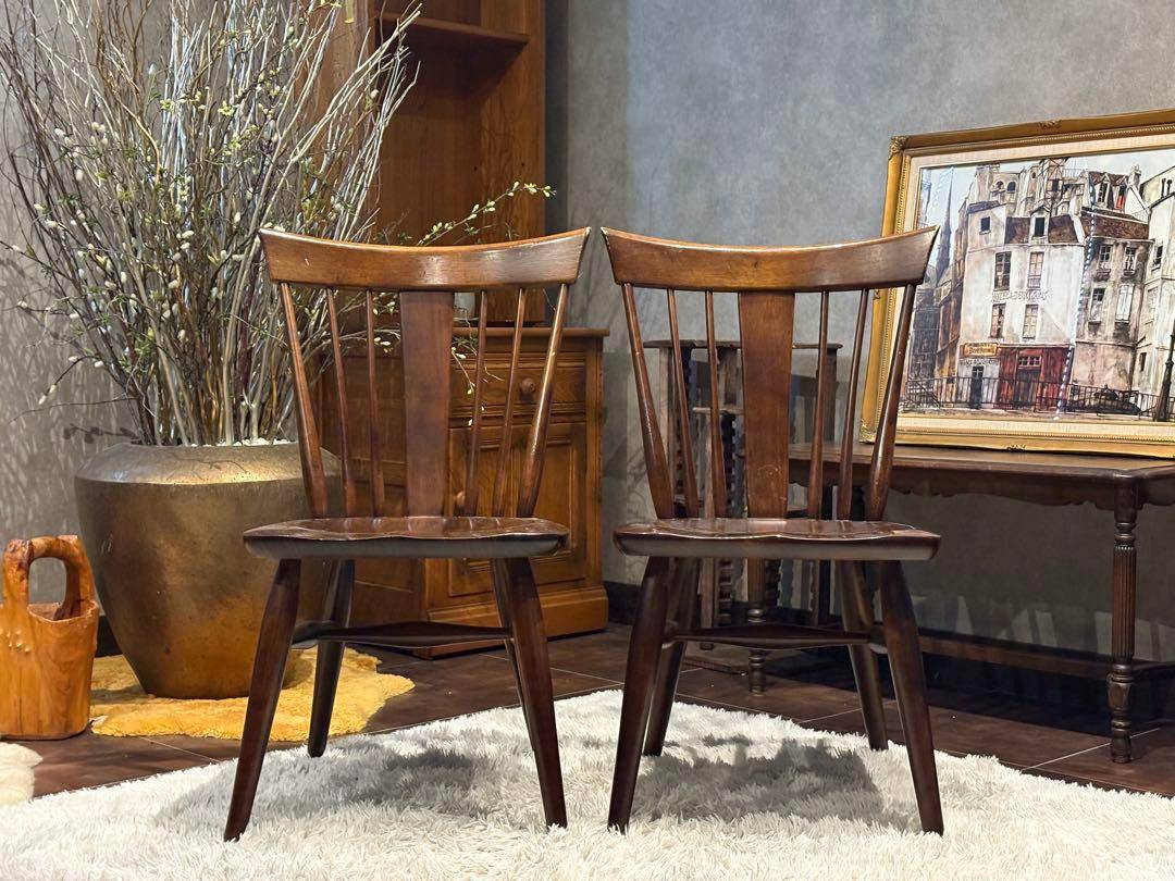 ①KASHIWA 柏木工　ウィンザーチェア　スポークチェア　アンティーク　SY