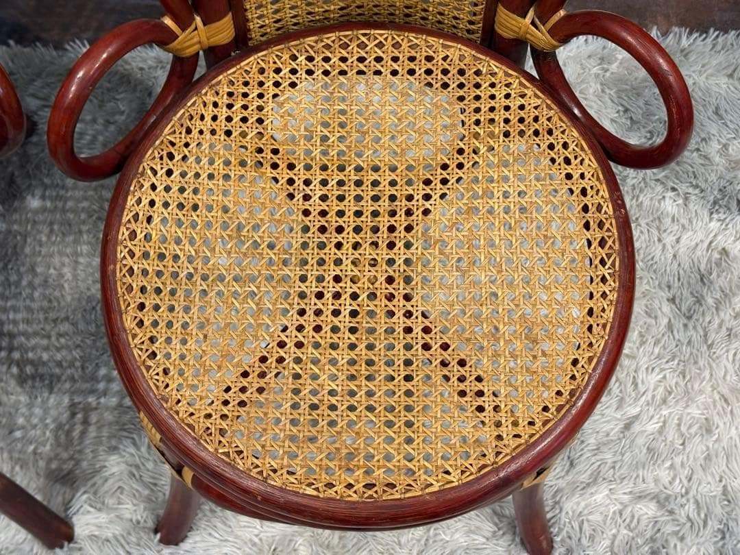 ヴィンテージ　ラタン　籐　ハイバックチェア　カゴメ編み　クラシック　2脚　RZ