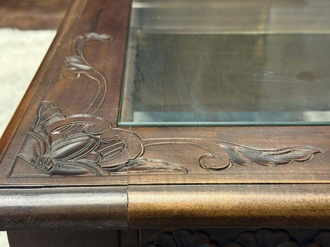 アジアン　クラシック　ヴィンテージ　猫脚　センターテーブル　引き出し付　YZ