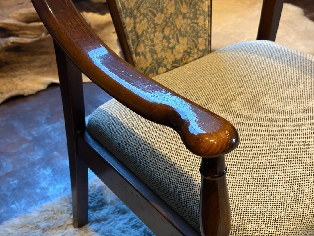 ①　リメイク品　尾州生地　ホワイト座面　カリモク　コロニアル　アームソファ　N