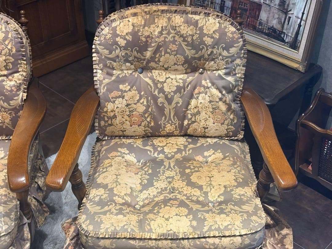 飛騨産業　キツツキ　アームチェア　アームソファ　オットマン　アンティーク　YZ