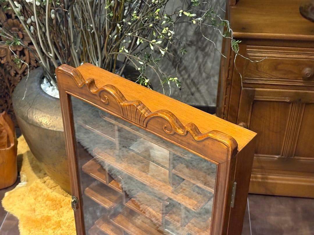 唐木 飾り棚 インテリア アンティーク ビンテージ ミラー 鏡 壁掛け　SZ