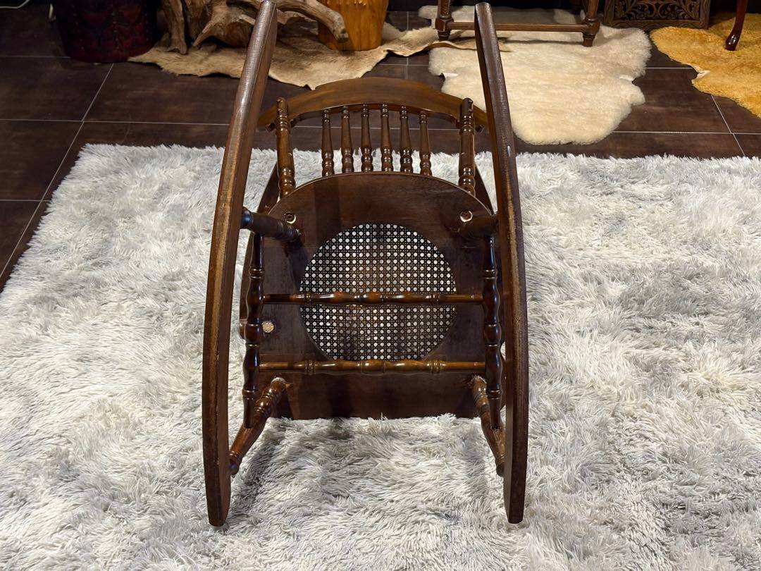 超希少　ウルフロッキングチェア　無垢材　クラシック　アジアン　木彫り　INR