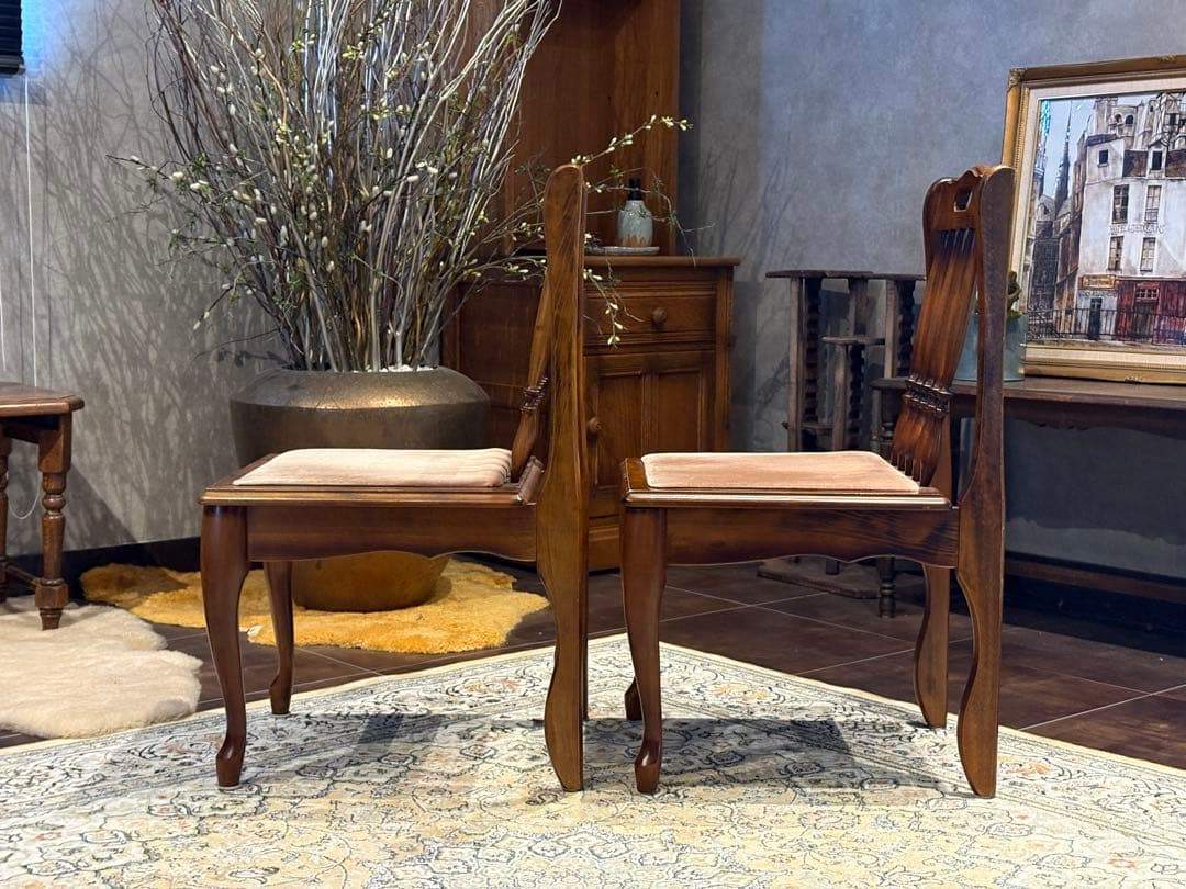 ②光製作所 ダイニングチェア リビングチェア 猫脚 アンティーク ビンテージ R