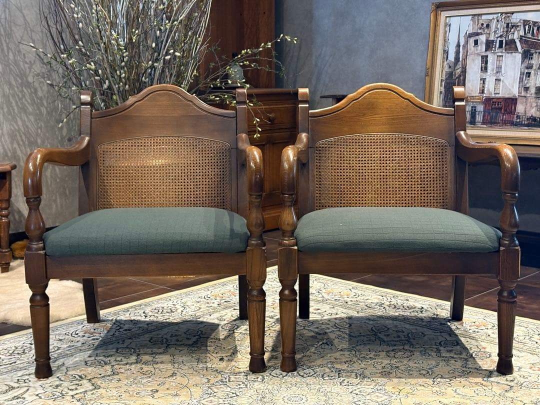 ②飛騨産業 キツツキマーク アームチェア ダイニングチェア リメイク