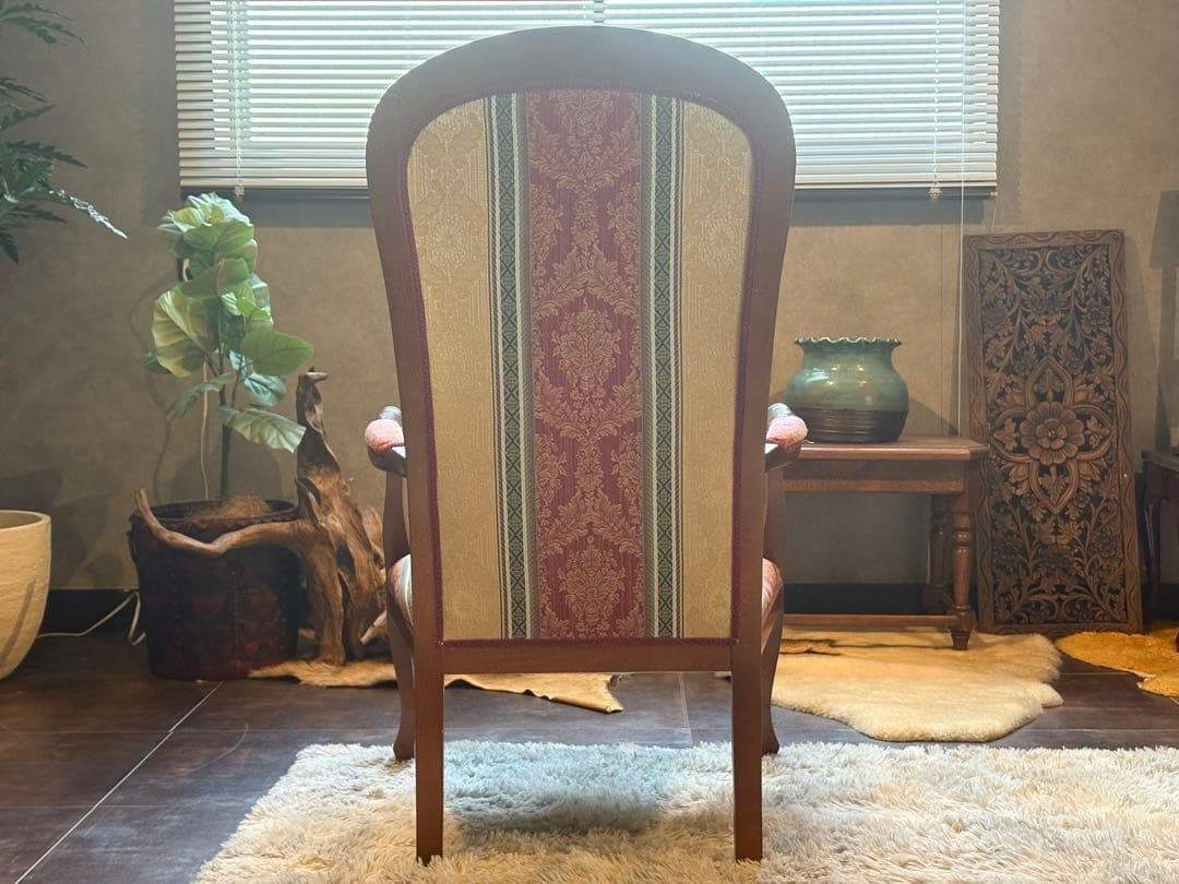 希少　クラシック　ストライプ　ヨーロピアン　鋲打ち　アームチェア　リベット　SZ