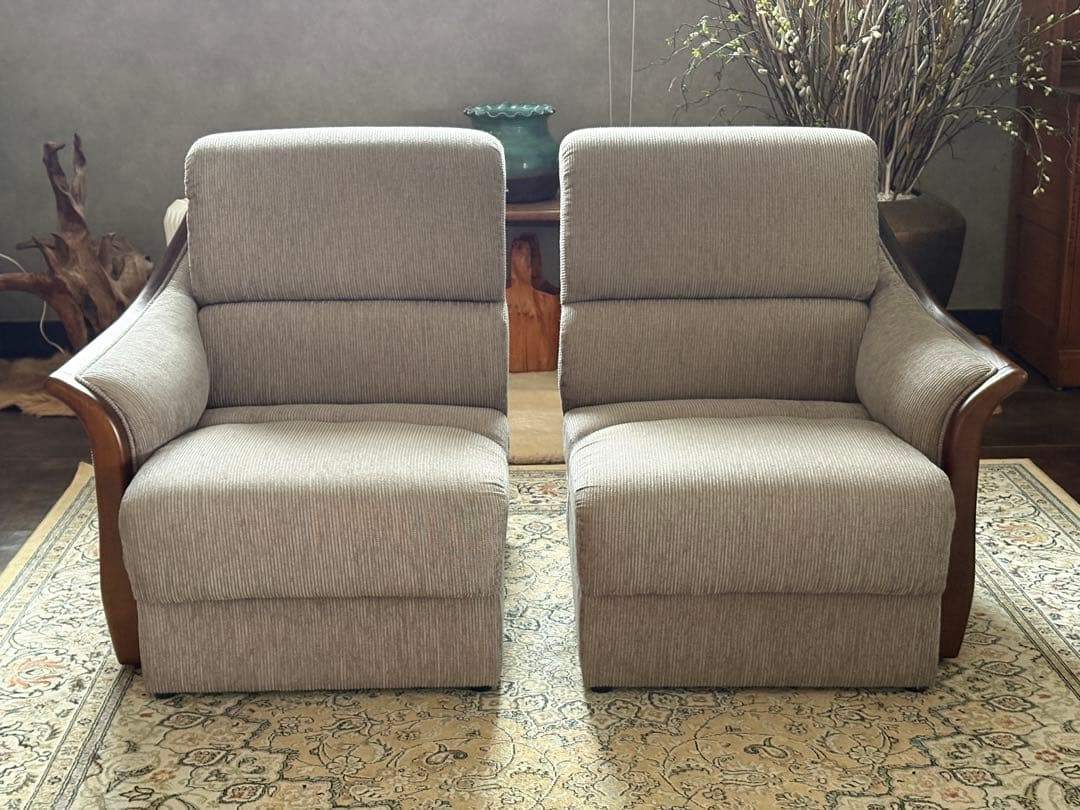 ① 希少　グレーファブリック　セパレートソファ　ビンテージソファ　nZ