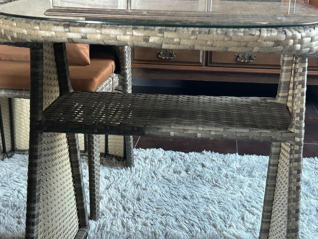 ラタンチェア　ガーデンテーブルセット　バルコニー　べランピング　コンパクト　RZ