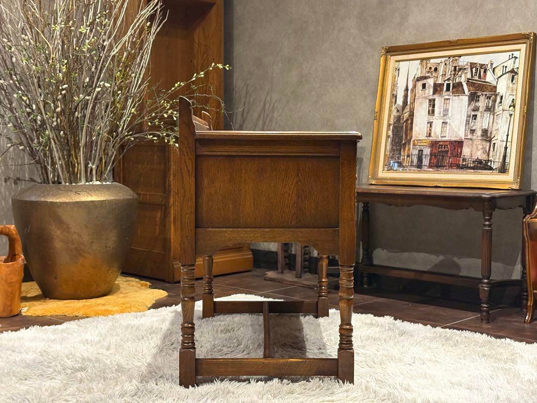 希少　英国　イギリス　テレフォンベンチ　ベンチ　オーク材　アンティーク SH