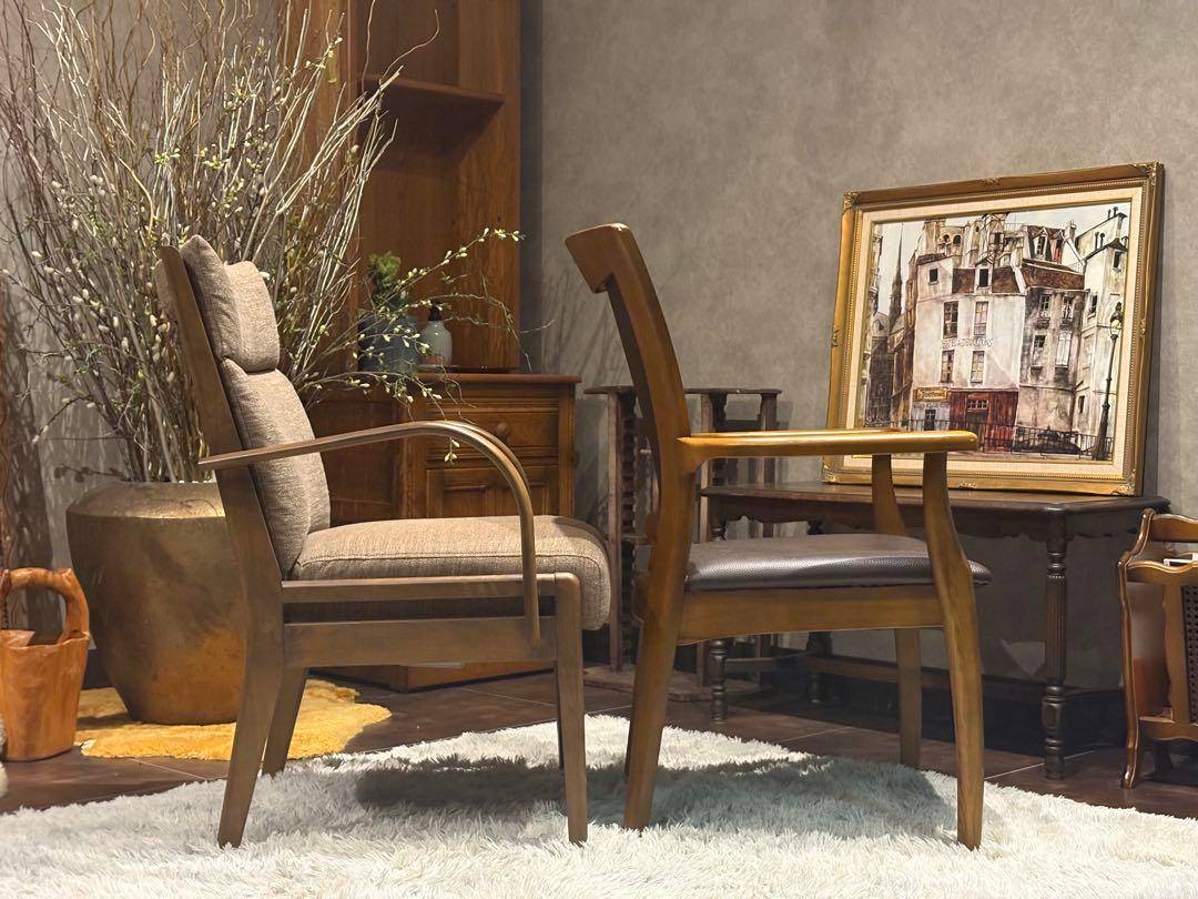 ダイニングチェア　リビングチェア　レザー　ファブリック　アンティーク　In