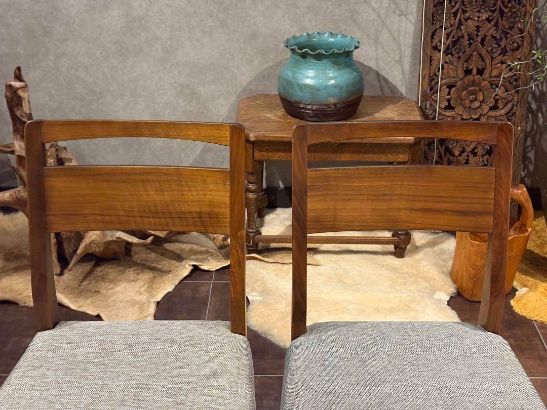 シンプル　モダン　ビンテージ　ウォールナット　ダイニングチェア　4脚セット　H