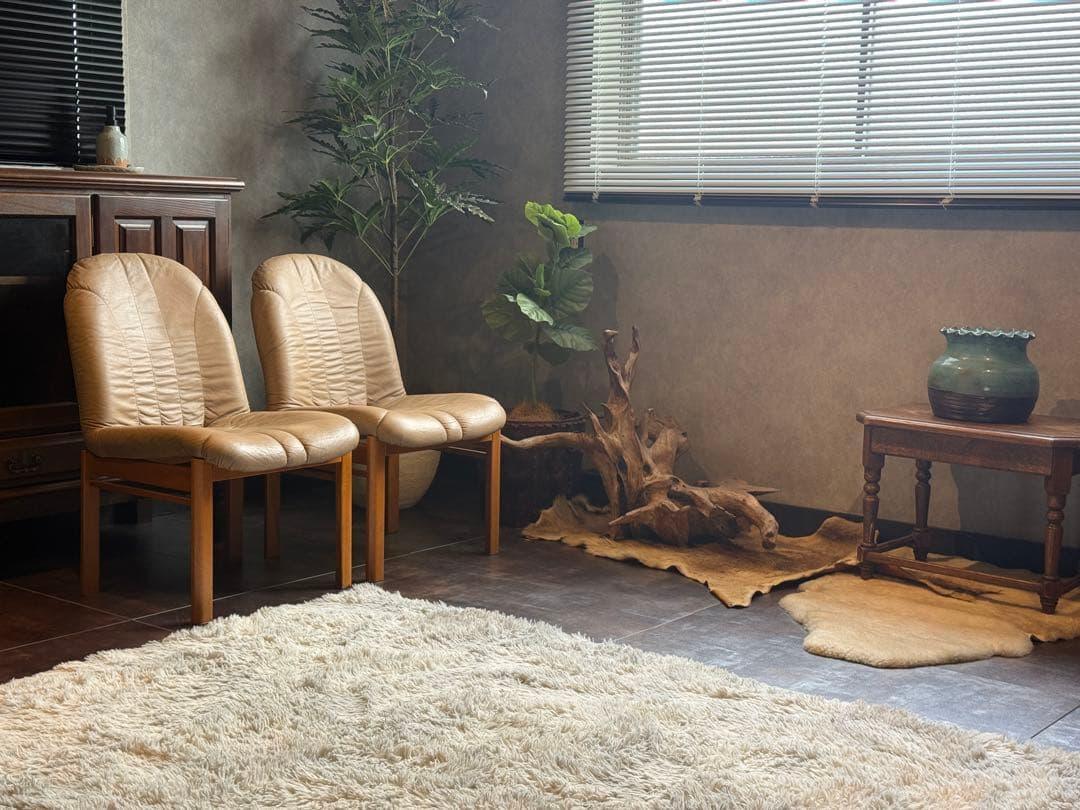 ②FUKURA フクラ　レザー　ヴィンテージ　レトロ　本革　ミッドセンチュリー