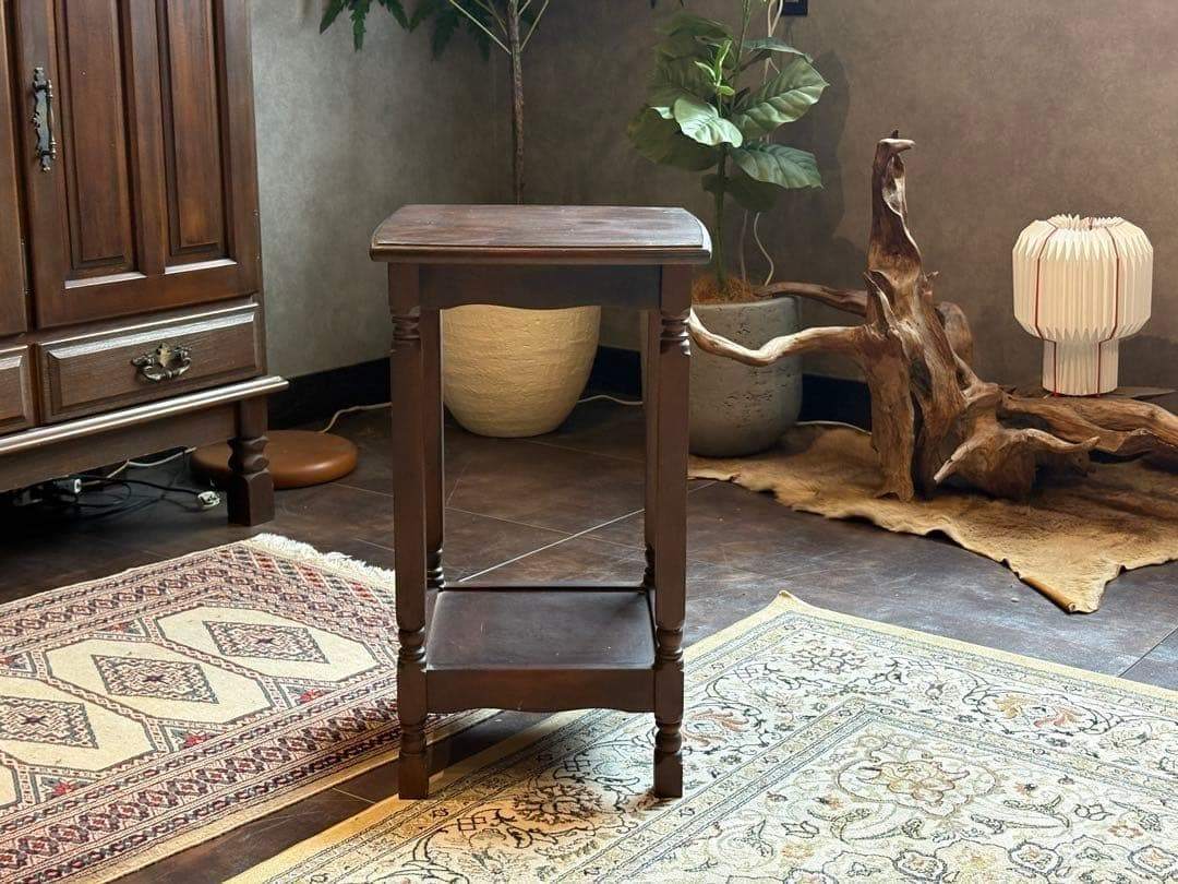 フラワースタンド　レトロ　花台　台　ウッドスタンド　インテリア家具　S