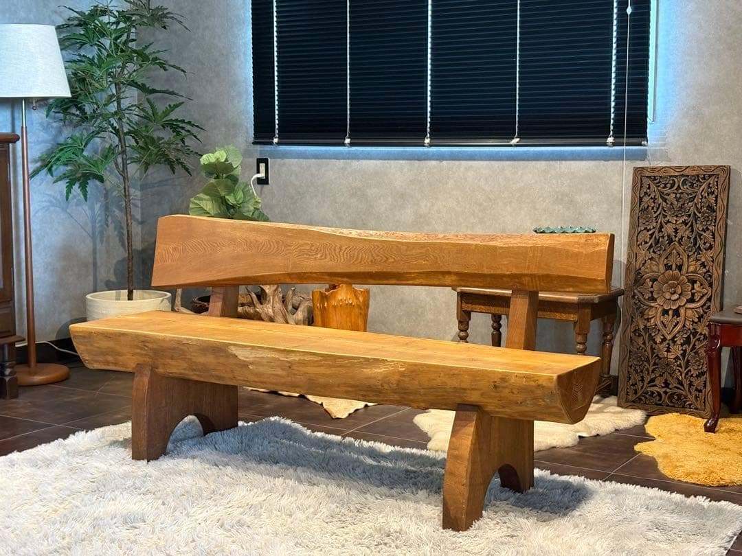 希少　無垢材　ベンチ　アンティーク　ヴィンテージ　和モダン　杉の木　モダン　YZ