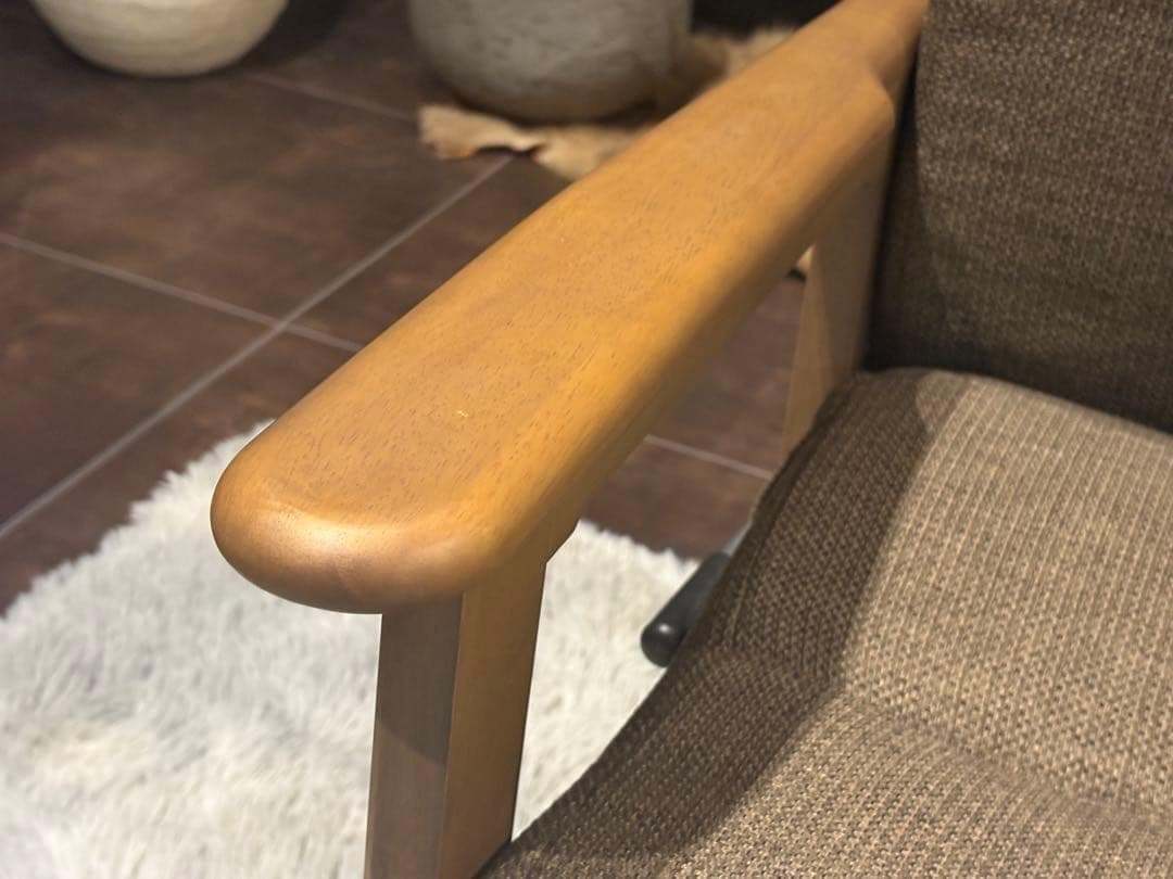 シンプル　ブラウン　ソファ　 一人用　アームソファ　キャスター付　2脚セット　Y