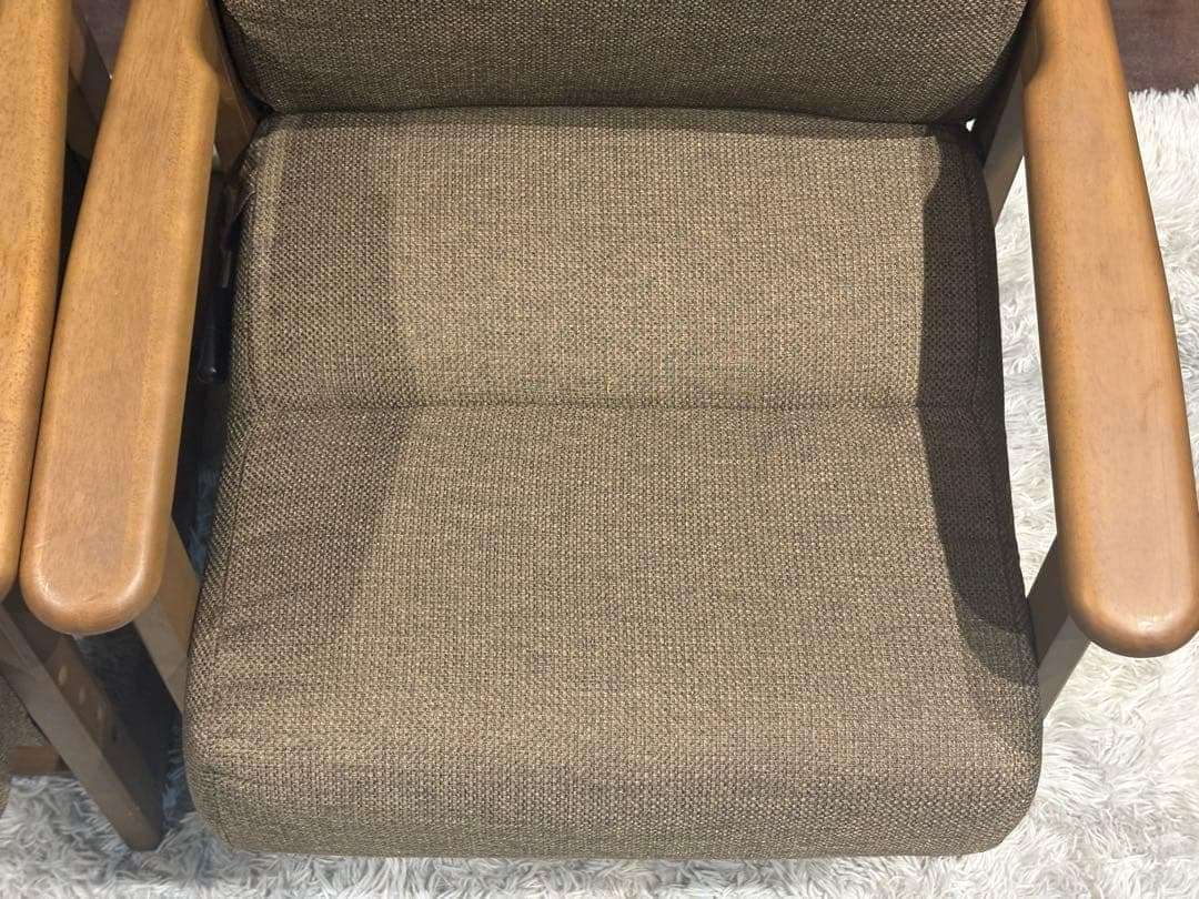 シンプル　ブラウン　ソファ　 一人用　アームソファ　キャスター付　2脚セット　Y