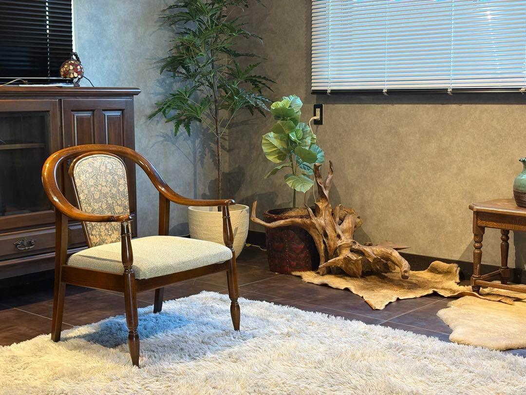 ①　リメイク品　尾州生地　ホワイト座面　カリモク　コロニアル　アームソファ　N