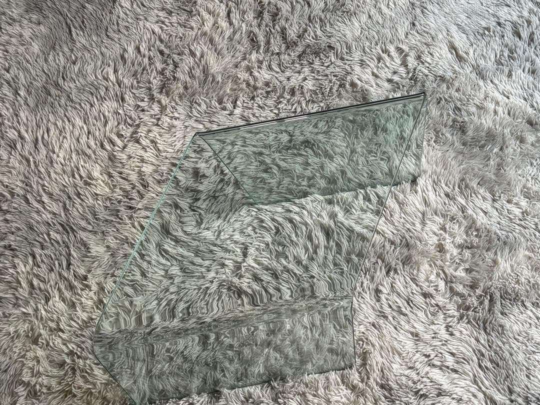 ①ガラステーブル　サイドテーブル　ローテーブル　斜めテーブル　高級家具　IZG