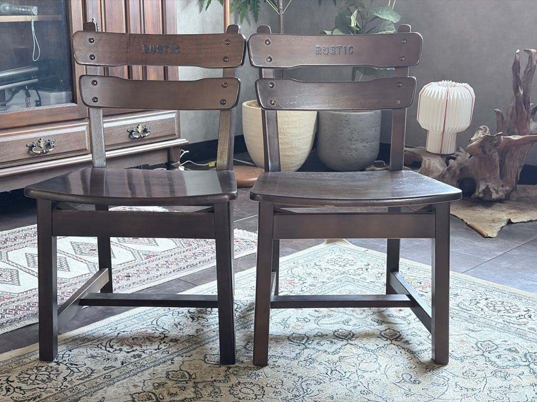 カリモク　ルスティック　RUSTIC レトロ　ビンテージ　チェア　2脚セット　H