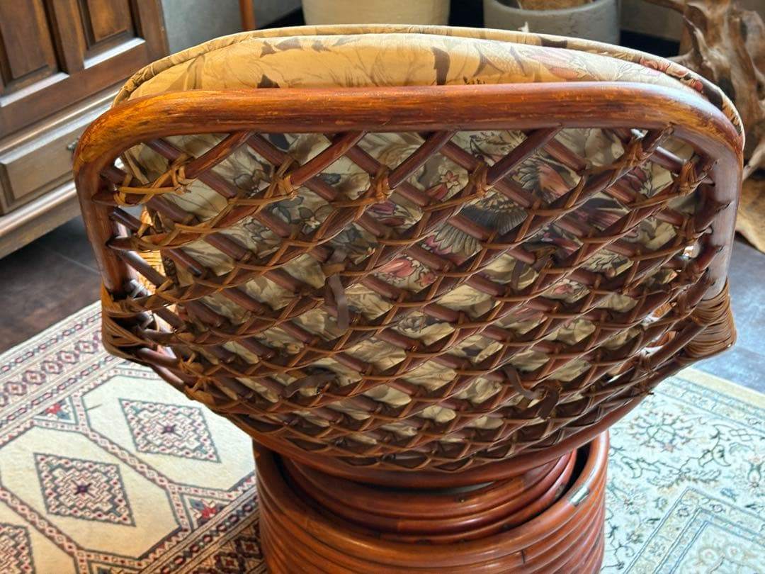 KOIZUMI ラタン回転チェア　リゾートチェア　籐　ソファ　レトロ家具　IG