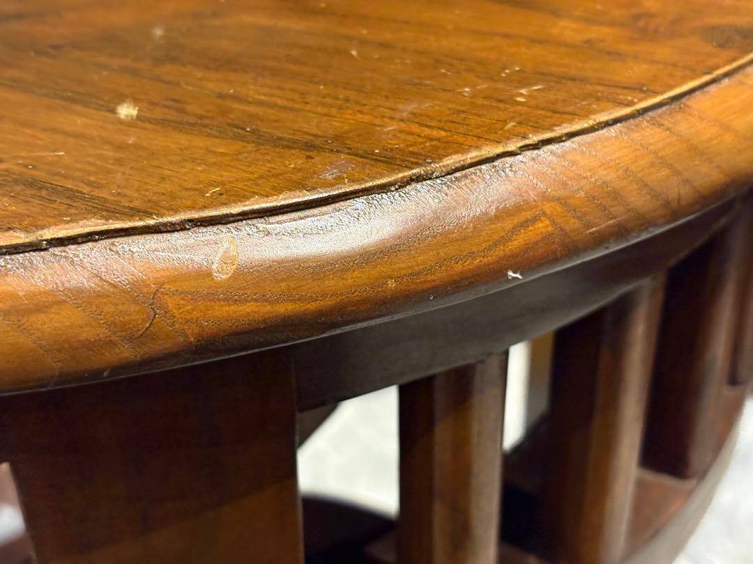 無垢材　アンティーク　コンソール　円形　サイドテーブル　ナイトテーブル　SG