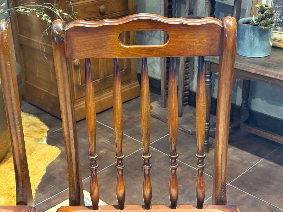 ①光製作所 ダイニングチェア リビングチェア 猫脚 アンティーク ビンテージ R