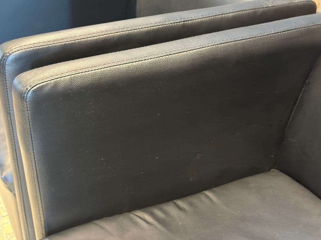 ②ブラック モダン 1人掛けソファ 1Pソファ 合皮レザー アンティーク SG