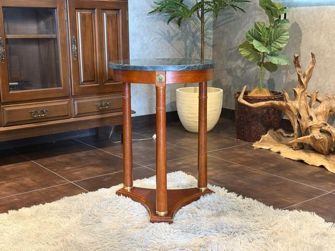 高級 大理石　コンソール　サイドテーブル　ラウンドテーブル　アンティーク　IG