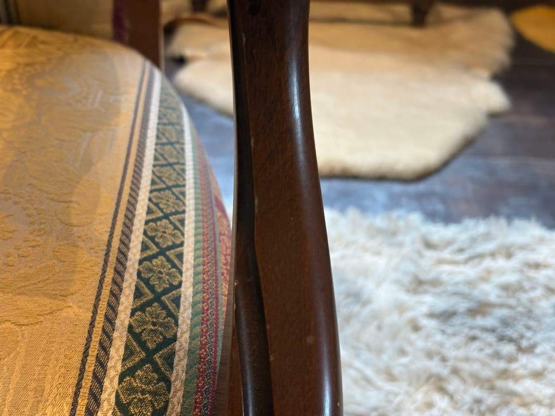 希少　クラシック　ストライプ　ヨーロピアン　鋲打ち　アームチェア　リベット　SZ