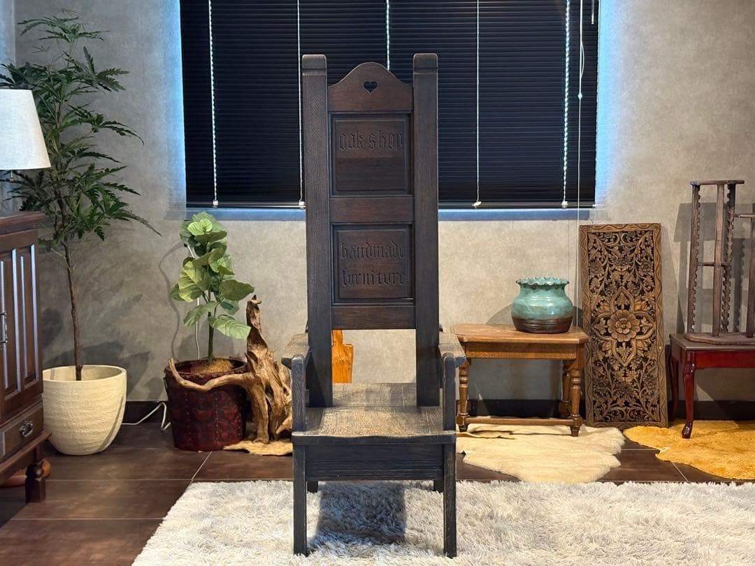 希少　oakshop オークショップ　オーク材　両側ハイバックチェア　英国　nH