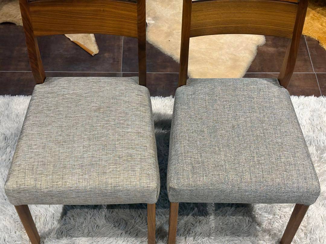 シンプル　モダン　ビンテージ　ウォールナット　ダイニングチェア　4脚セット　H