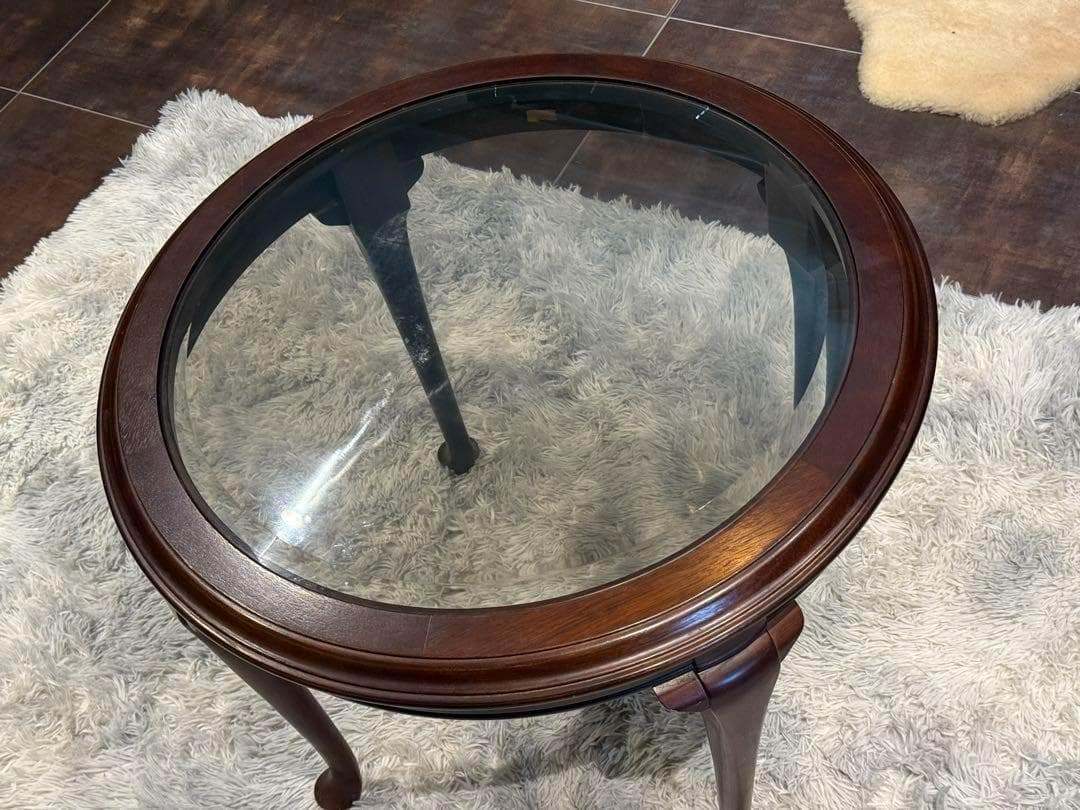 maruni クラシック　猫脚　ラウンドテーブル　ガラステーブル　オールドマルニ